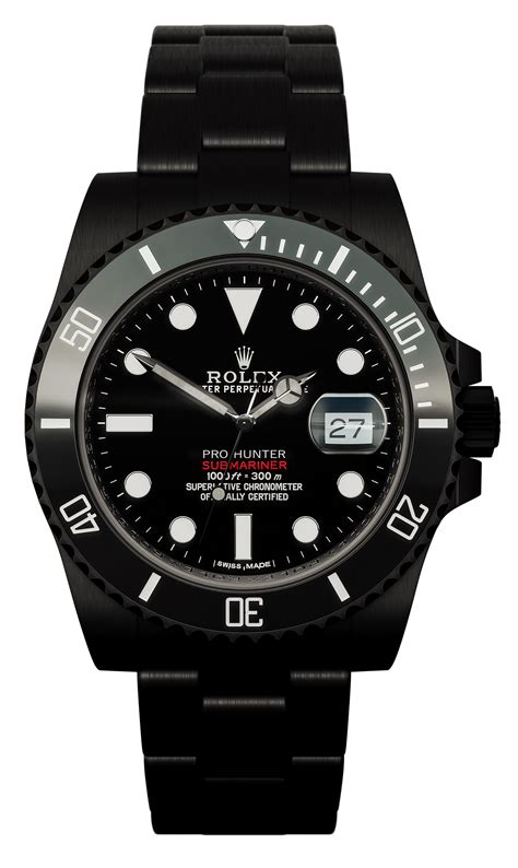 pro hunter rolex submariner military stealth watch|blacked out Rolex Submariner.